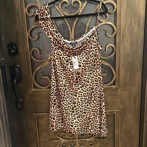 NWT Nasty Gal Leopard Print One-Shoulder Mini Dress Size 12